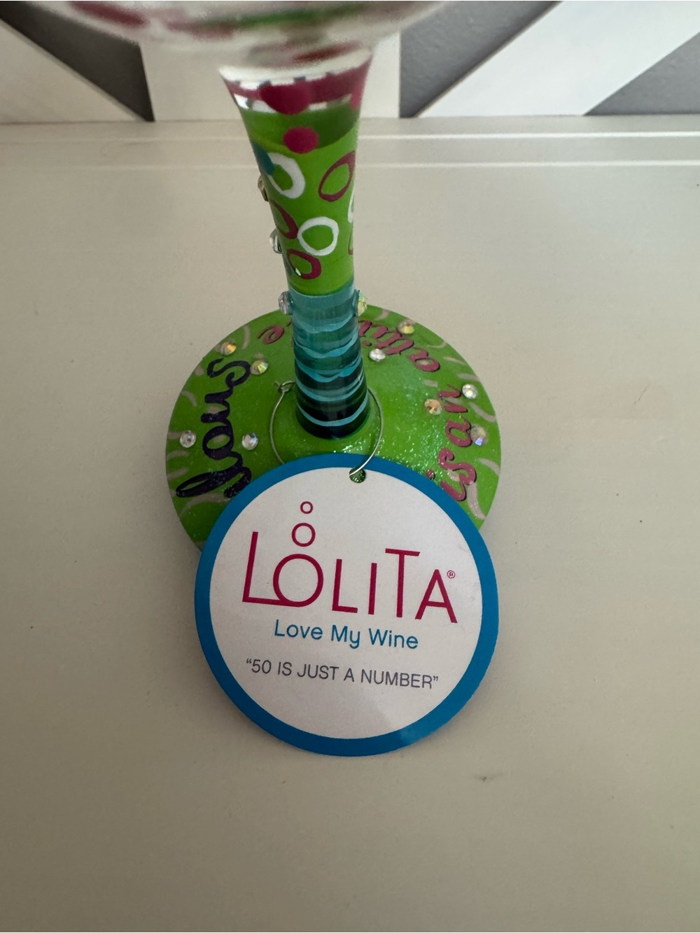 Lolita Colorful "50 is just a number" Wine Glass - Picture 7 of 7